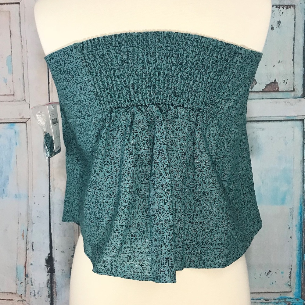 New Maeve Turquoise Convertible Pattern Print Top - Picture 5 of 8